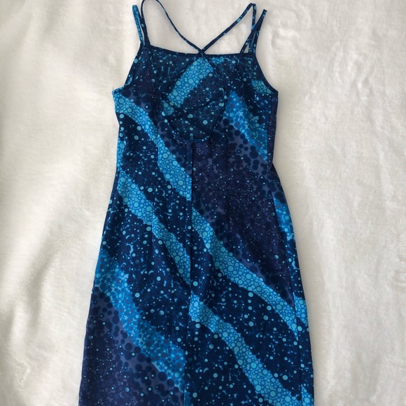 Strappy blue dotted mini/midi dress - Picture 4 of 4